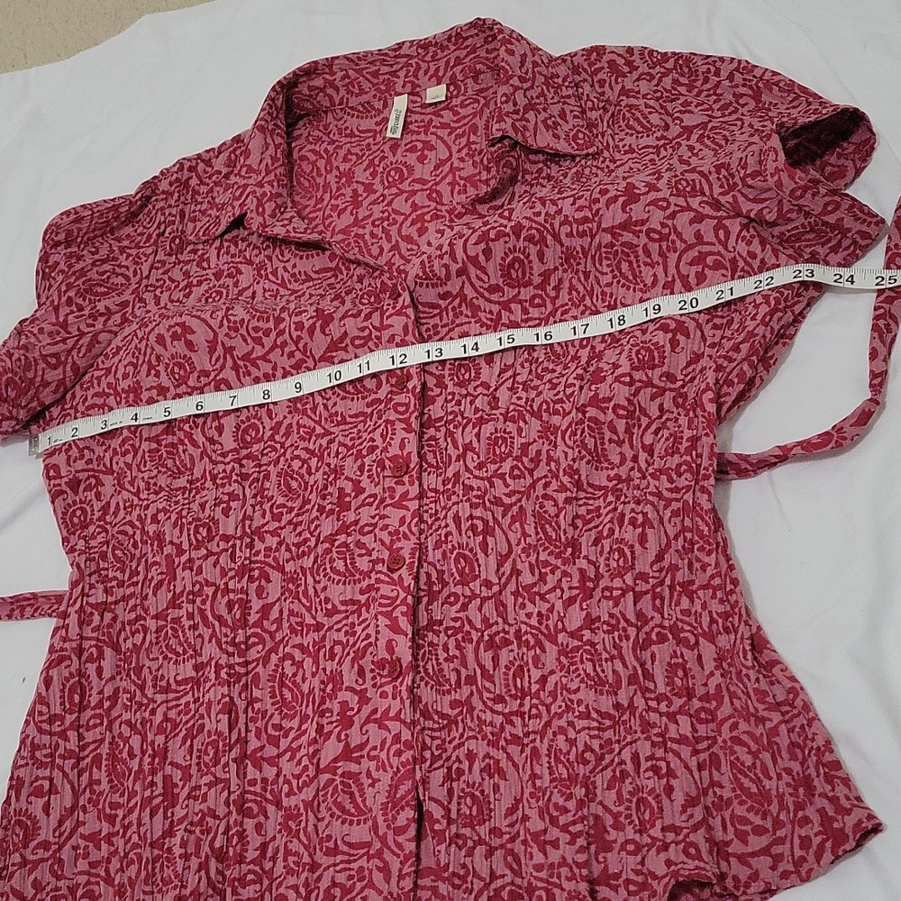 St. John's Bay Women's 1X Button up Top Blouse Shirt with Belt Red Light… - Picture 6 of 11